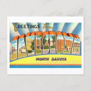 Postal Saludos antiguos de Jamestown, Dakota del Norte