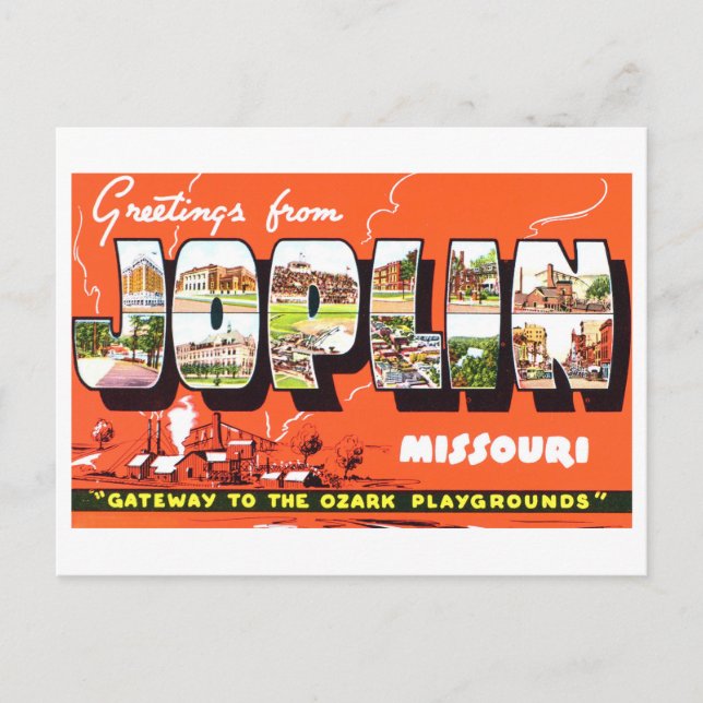 Postal Saludos antiguos de Joplin, Missouri, (Anverso)