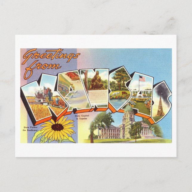 Postal Saludos antiguos de Kansas (Anverso)
