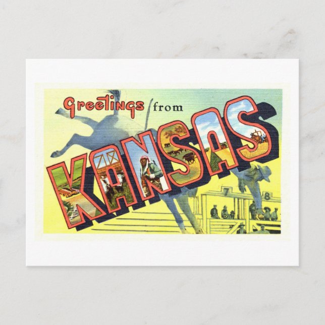 Postal Saludos antiguos de Kansas (Anverso)