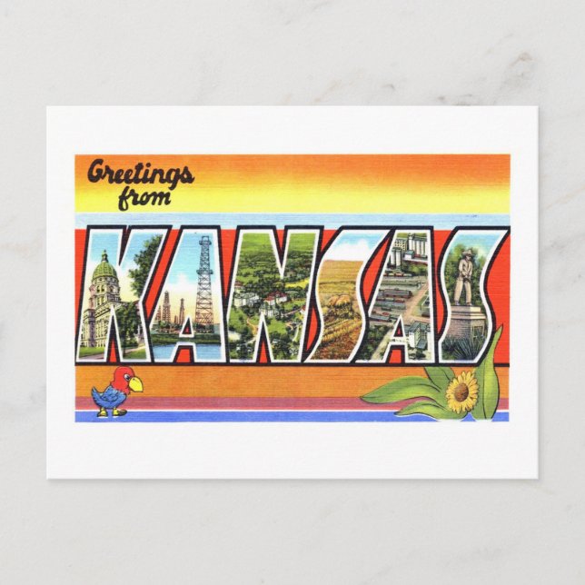 Postal Saludos antiguos de Kansas (Anverso)