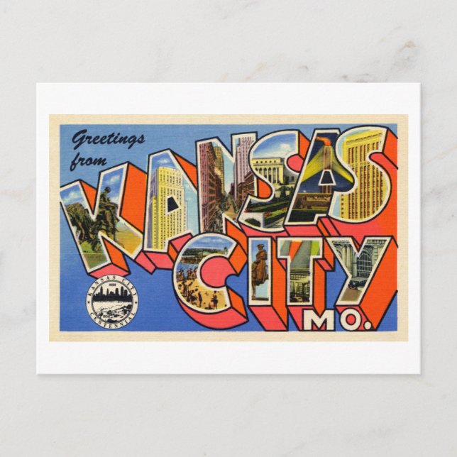 Postal Saludos antiguos de Kansas City, Misuri (Anverso)
