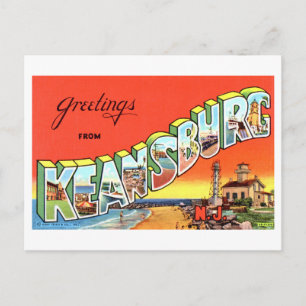 Postal Saludos antiguos de Keansburg, Nueva Jersey,