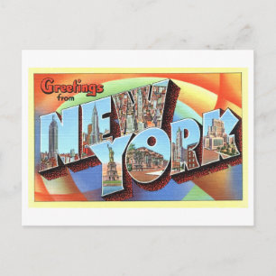 Postal Saludos antiguos de la ciudad de Nueva York