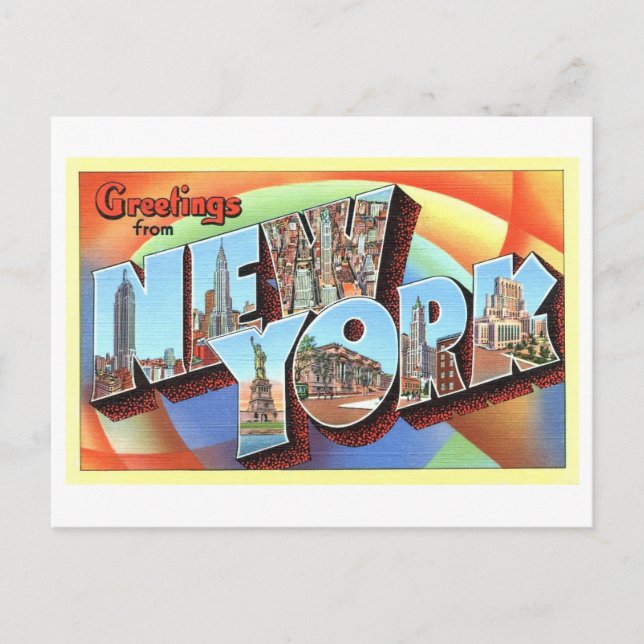 Postal Saludos antiguos de la ciudad de Nueva York (Anverso)