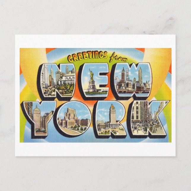 Postal Saludos antiguos de la ciudad de Nueva York (Anverso)