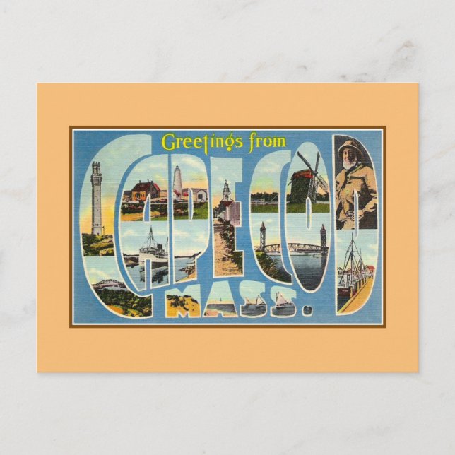 Postal Saludos antiguos de las MAMÁES de Cape Cod (Anverso)