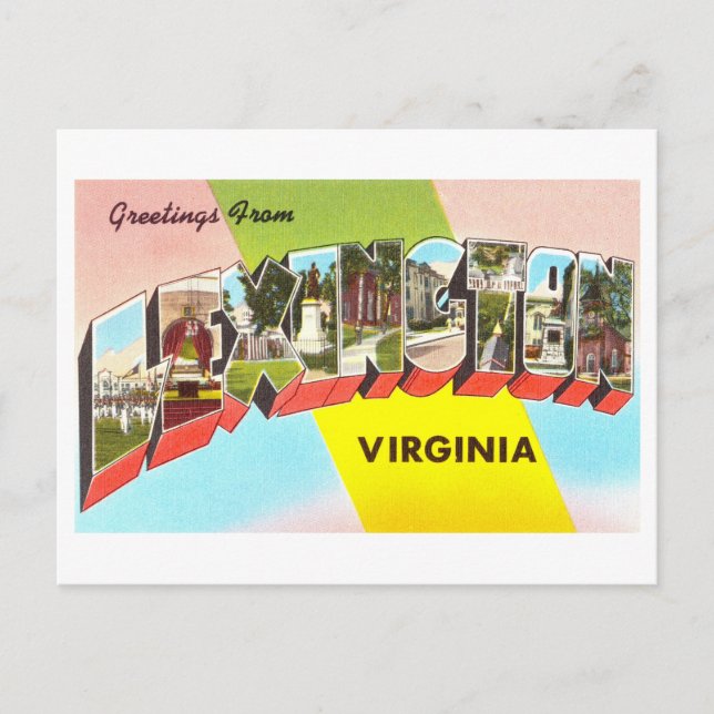 Postal Saludos antiguos de Lexington, Virginia (Anverso)