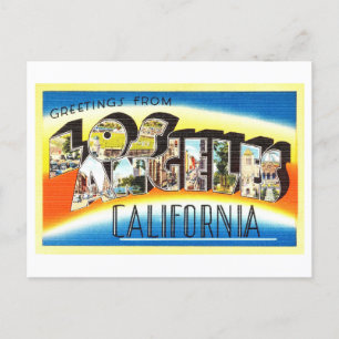 Postal Saludos antiguos de Los Ángeles, California