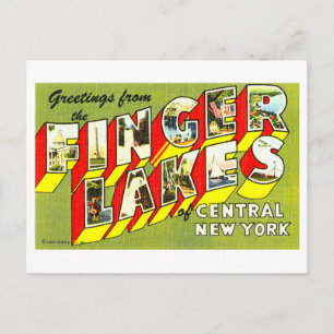 Postal Saludos antiguos de los Lagos de Dedo de Nueva Yor