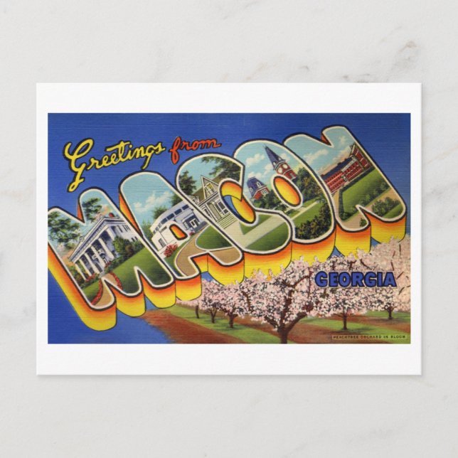 Postal Saludos antiguos de Macon, Georgia (Anverso)