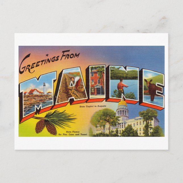 Postal Saludos antiguos de Maine (Anverso)