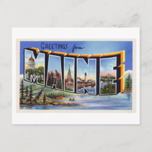 Postal Saludos antiguos de Maine