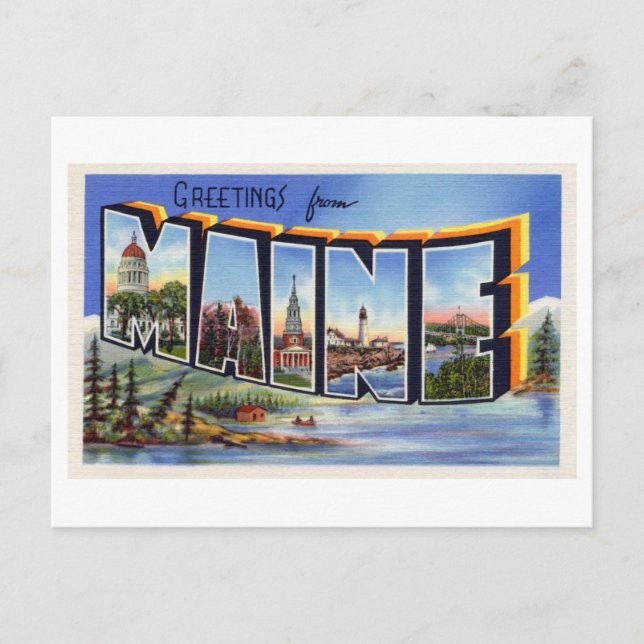 Postal Saludos antiguos de Maine (Anverso)