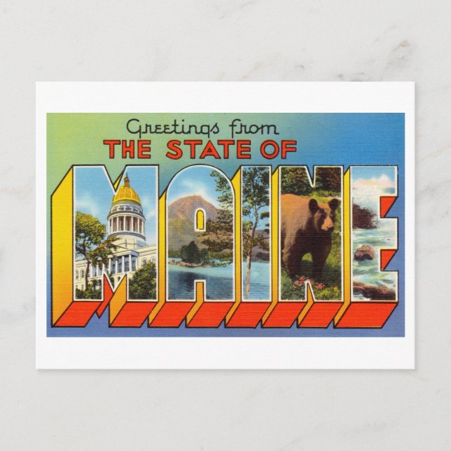 Postal Saludos antiguos de Maine (Anverso)