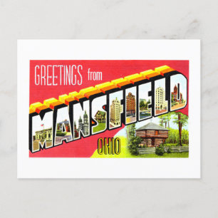 Postal Saludos antiguos de Mansfield, Ohio,