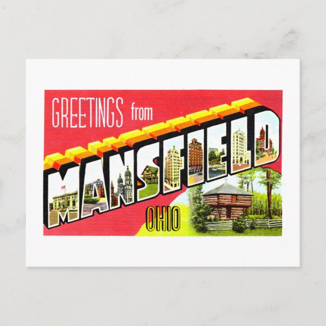 Postal Saludos antiguos de Mansfield, Ohio, (Anverso)