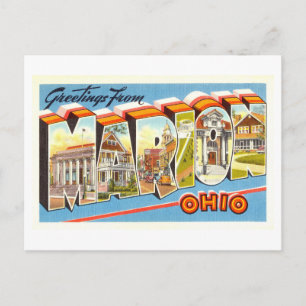 Postal Saludos antiguos de Marion, Ohio