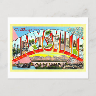 Postal Saludos antiguos de Marysville, California,