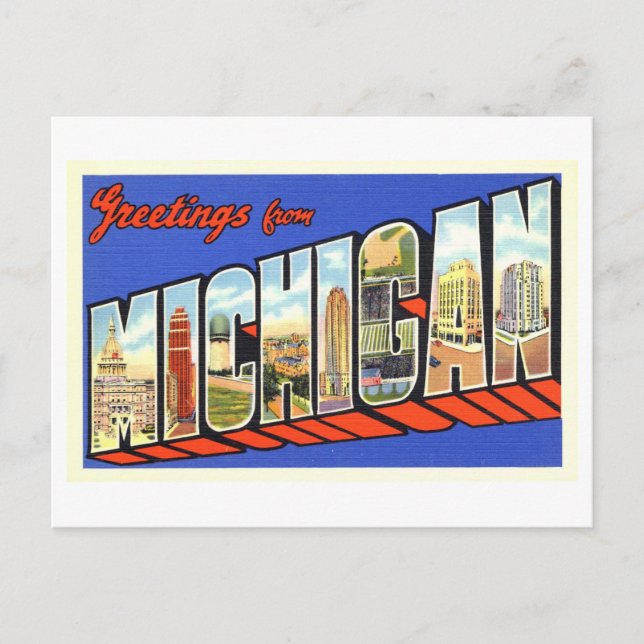 Postal Saludos antiguos de Michigan (Anverso)