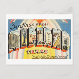 Postal Saludos antiguos de Midland, Texas