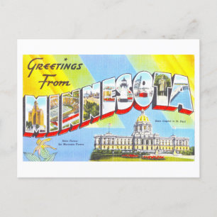 Postal Saludos antiguos de Minnesota
