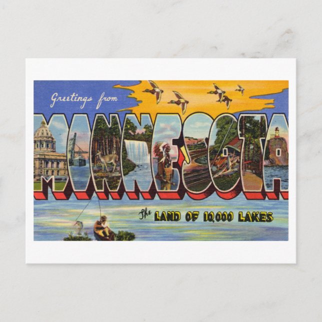 Postal Saludos antiguos de Minnesota (Anverso)