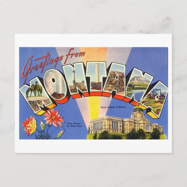 Postal Saludos antiguos de Montana (Anverso)