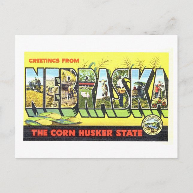 Postal Saludos Antiguos de Nebraska (Anverso)