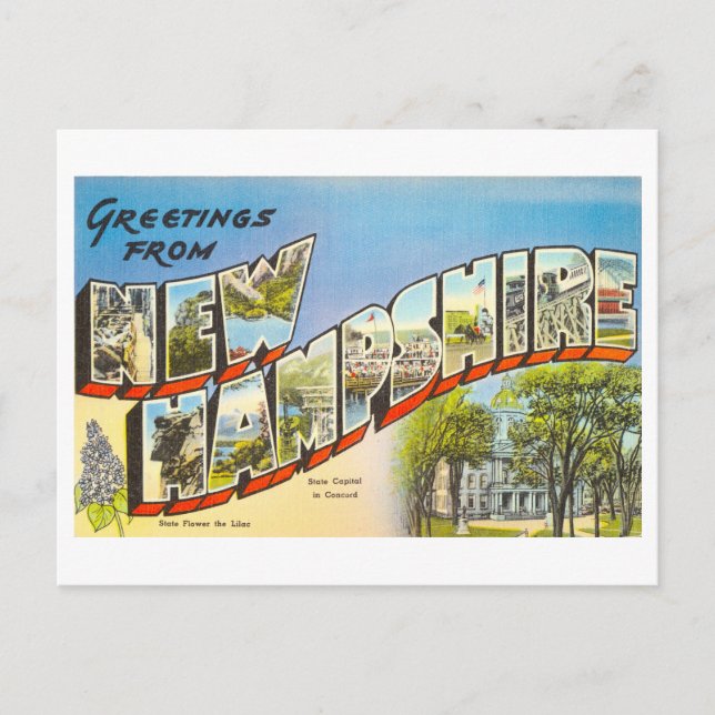 Postal Saludos antiguos de New Hampshire (Anverso)