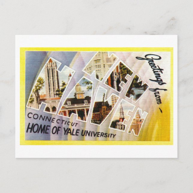 Postal Saludos antiguos de New Haven, Connecticut, (Anverso)