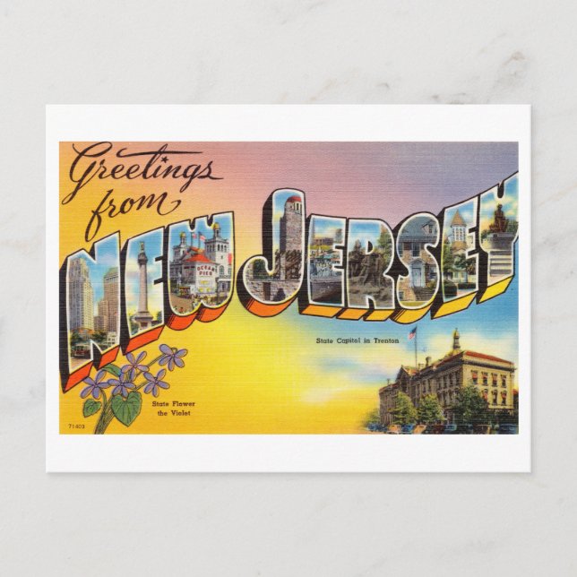 Postal Saludos antiguos de Nueva Jersey (Anverso)