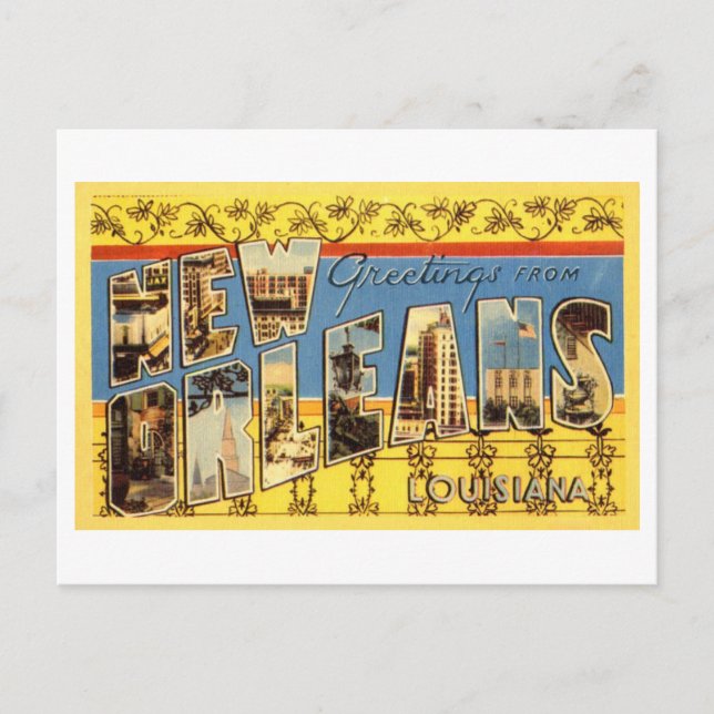 Postal Saludos antiguos de Nueva Orleans, Luisiana (Anverso)