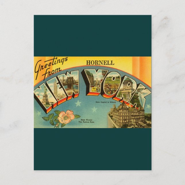 Postal Saludos antiguos de Nueva York (Anverso)