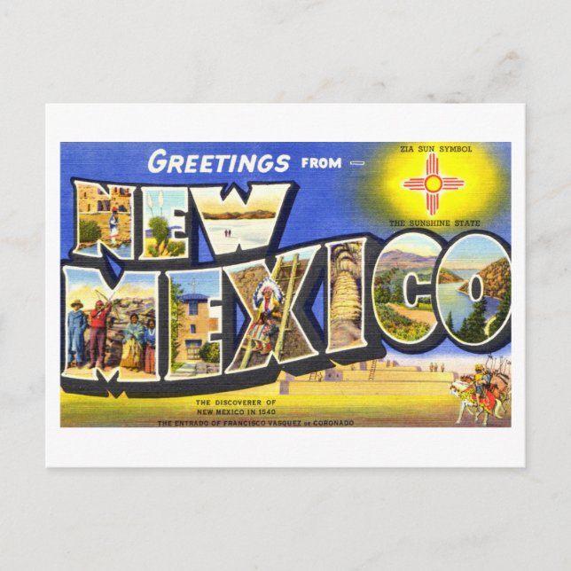 Postal Saludos antiguos de Nuevo México (Anverso)