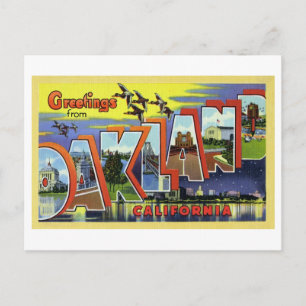 Postal Saludos antiguos de Oakland, California