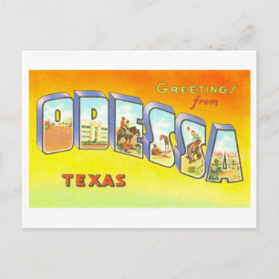 Postal Saludos Antiguos de Odessa, Texas,