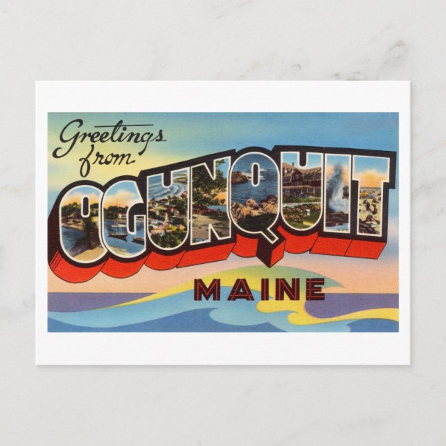 Postal Saludos antiguos de Ogunquit, Maine (Anverso)