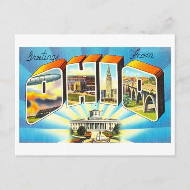 Postal Saludos antiguos de Ohio (Anverso)