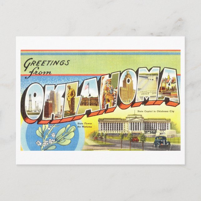 Postal Saludos antiguos de Oklahoma (Anverso)