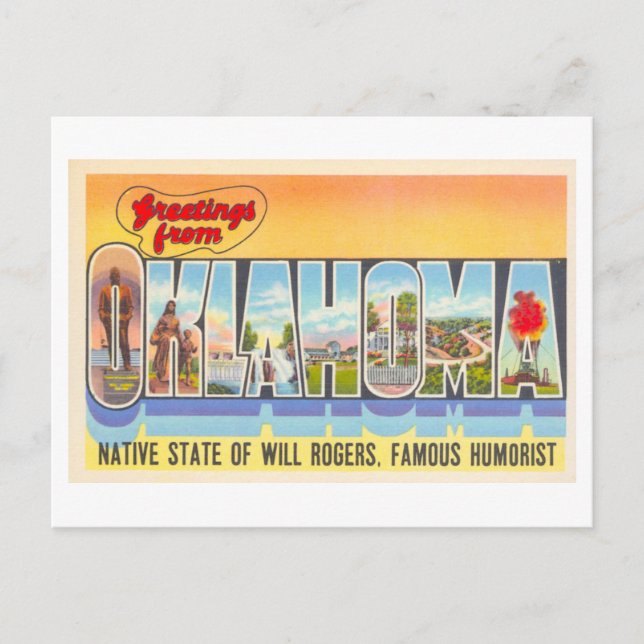Postal Saludos antiguos de Oklahoma (Anverso)