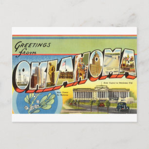 Postal Saludos antiguos de Oklahoma Travel