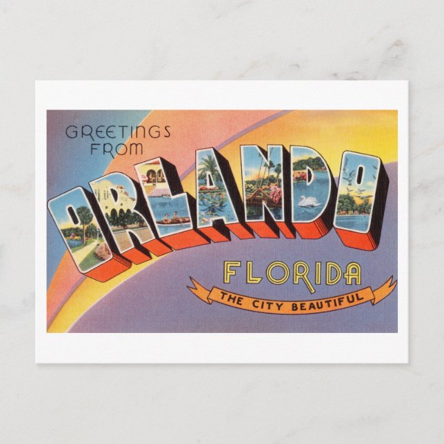 Postal Saludos antiguos de Orlando, Florida (Anverso)