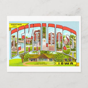 Postal Saludos antiguos de Oskaloosa, Iowa,