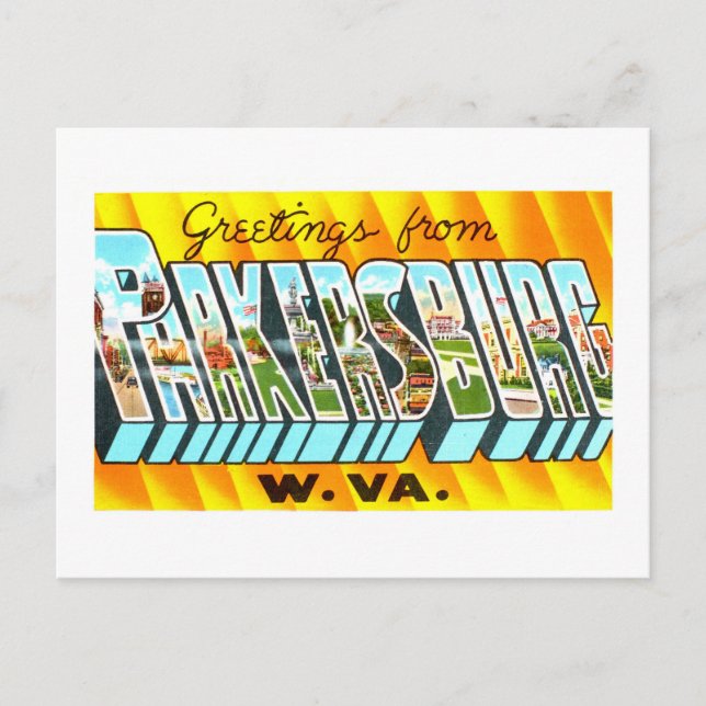 Postal Saludos antiguos de Parkersburg, Virginia Occident (Anverso)