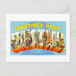 Postal Saludos antiguos de Pensilvania