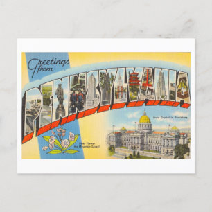 Postal Saludos antiguos de Pensilvania
