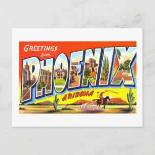 Postal Saludos antiguos de Phoenix, Arizona,