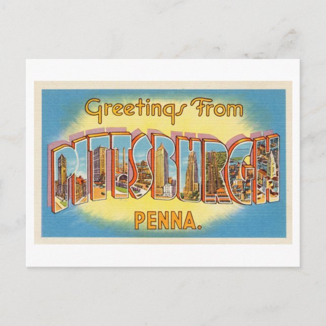 Postal Saludos antiguos de Pittsburgh, Pennsylvania (Anverso)
