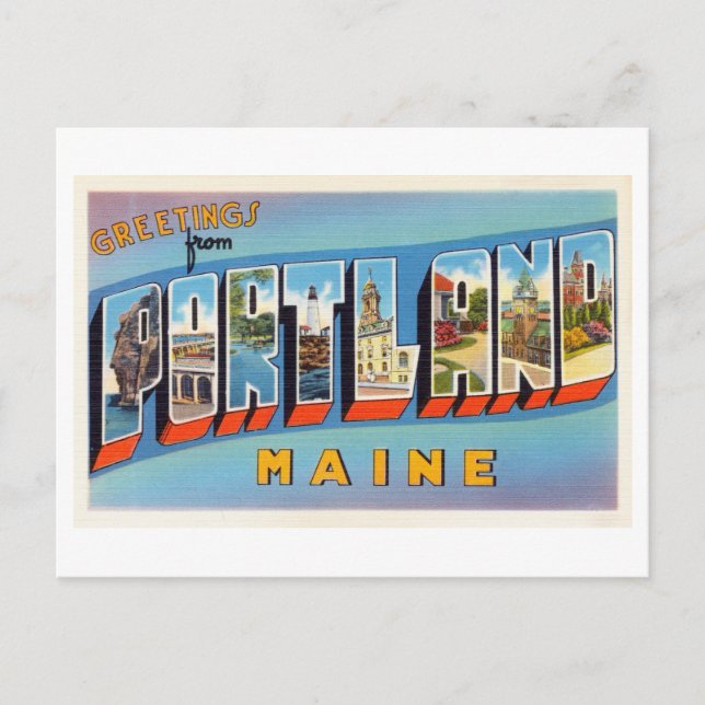 Postal Saludos antiguos de Portland, Maine (Anverso)